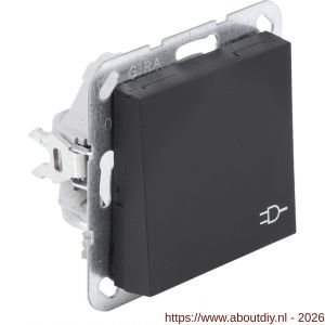 Gira E2 contactdoos inbouw 1-voudig randaarde met kiep zwart - A50402226 - afbeelding 1