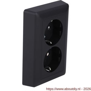 Gira E2 contactdoos inbouw 2-voudig randaarde zwart - A50402265 - afbeelding 1