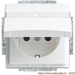 Busch-Jaeger Balance contactdoos inbouw 1-voudig randaarde met klep polarwit - A50402236 - afbeelding 1