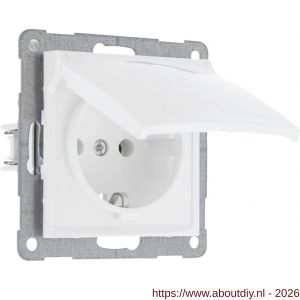 Q-Link S2 contactdoos 1-voudig met klep randaarde polarwit - A50402218 - afbeelding 1