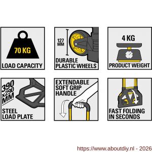 Stanley steekwagen vouwbaar 70 kg SXWT-FT580 PDQ - A50401468 - afbeelding 3