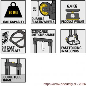 Stanley Fatmax steekwagen vouwbaar aluminium 70 kg FXWT-705 - A50401464 - afbeelding 3