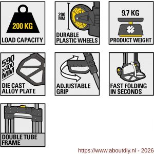 Stanley Fatmax steekwagen vouwbaar aluminium 200 kg FXWT-707 - A50401466 - afbeelding 3