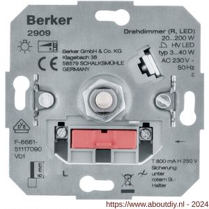 Berker dimmer element inbouw LED 3-40 W universeel draai-uit - A50401305 - afbeelding 1