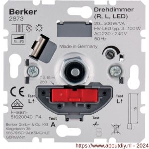 Berker dimmer element inbouw LED 3-100 W/20-500 W universeel druk-wissel - A50401306 - afbeelding 1