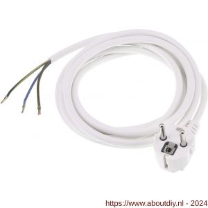 Exin aansluitsnoer randaarde 3x1 mm2 2,5 m vinyl kabel binnengebruik maximaal 2500 W wit - A50401073 - afbeelding 1