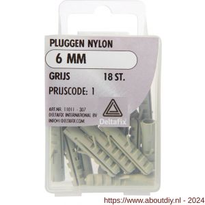 Deltafix nylon plug grijs 6 mm blister 18 stuks - A21901157 - afbeelding 1