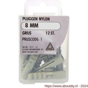 Deltafix nylon plug grijs 8 mm blister 12 stuks - A21901158 - afbeelding 1