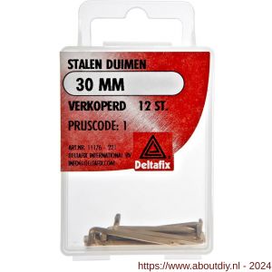 Deltafix stalen duim verkoperd 30 mm blister 12 stuks - A21903075 - afbeelding 1