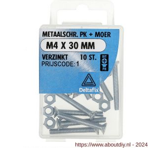 Deltafix metaalschroef platkop met moer verzinkt M4x30 mm DIN 965/934 blister 10 stuks - A21901602 - afbeelding 1