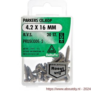 Deltafix parker cilinderkop Phillips PH RVS A2 4.2x16 mm DIN 7981C blister 20 stuks - A21901738 - afbeelding 1