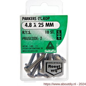 Deltafix parker cilinderkop Phillips PH RVS A2 4.8x25 mm DIN 7981C blister 10 stuks - A21901744 - afbeelding 1