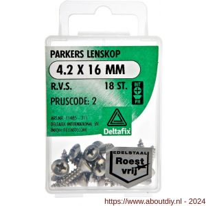 Deltafix parker lenskop Phillips PH RVS A2 4.2x16 mm DIN 7983C blister 18 stuks - A21901810 - afbeelding 1