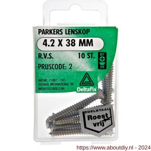 Deltafix parker lenskop Phillips PH RVS A2 4.2x38 mm DIN 7983C blister 10 stuks - A21901812 - afbeelding 1