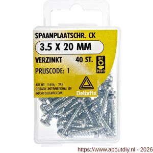 Deltafix spaanplaatschroef cilinderkop kruiskop verzinkt 3.5x20 mm blister 40 stuks - A21902051 - afbeelding 1