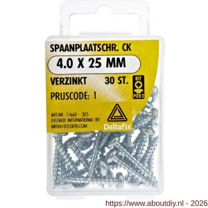Deltafix spaanplaatschroef cilinderkop kruiskop verzinkt 4.0x25 mm blister 30 stuks - A21902063 - afbeelding 1