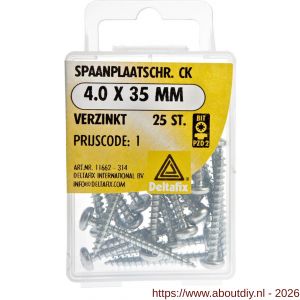 Deltafix spaanplaatschroef cilinderkop kruiskop verzinkt 4.0x35 mm blister 25 stuks - A21902069 - afbeelding 1