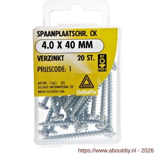 Deltafix spaanplaatschroef cilinderkop kruiskop verzinkt 4.0x40 mm blister 20 stuks - A21902071 - afbeelding 1