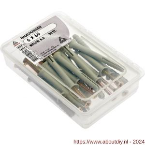Deltafix nagelplug standaard grijs 6x60 mm kuipje 20 stuks - A21901127 - afbeelding 1