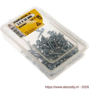 Deltafix spaanplaatschroef cilinderkop kruiskop verzinkt 3.5x20 mm kuipje 100 stuks - A21902052 - afbeelding 1