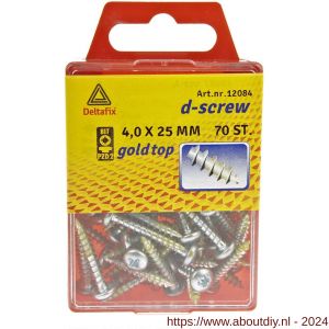 D-Screw Gold-Top spaanplaatschroef cilinderkop kruiskop met smeerfilm verzinkt 4.0x25 mm blister 70 stuks - A21901933 - afbeelding 1