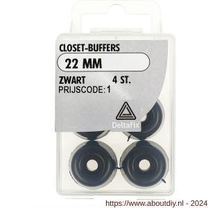 Deltafix closetbuffer zwart 22 mm blister 4 stuks - A21904395 - afbeelding 1