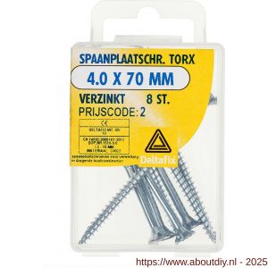 Deltafix spaanplaatschroef platkop Torx met nibs type 17 snijpunt verzinkt 4.0x70 mm blister 8 stuks - A21904771 - afbeelding 1