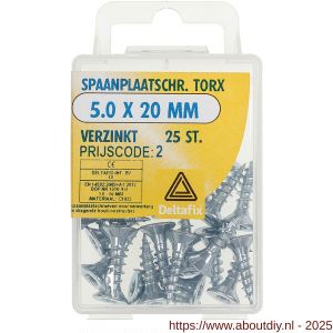Deltafix spaanplaatschroef platkop Torx met nibs type 17 snijpunt verzinkt 5.0x20 mm blister 25 stuks - A21904773 - afbeelding 1