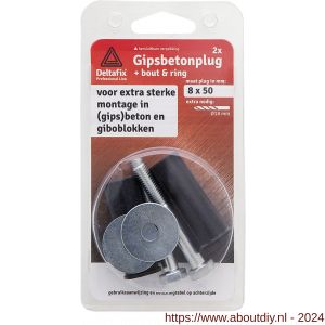 Deltafix gipsbetonplug rubber 6x35x12 mm 2 sets - A21901193 - afbeelding 1