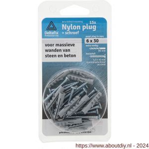 Deltafix nylon plug met spaanplaatschroef grijs 8x40 mm blister 10 stuks - A21901186 - afbeelding 1