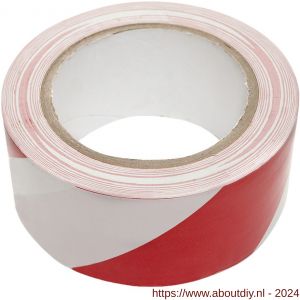 Deltafix vloermarkeringstape PVC zelfklevend rood wit 33 m x 50x0.16 mm - A21902716 - afbeelding 1