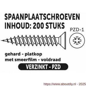 Private-Label spaanplaatschroef platkop-kruiskop verzinkt 3.0x12 mm doos 200 stuks - A21905096 - afbeelding 2
