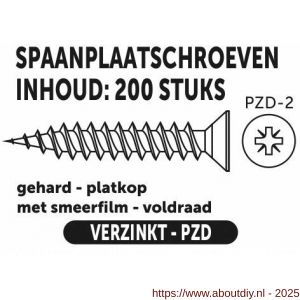 Private-Label spaanplaatschroef platkop-kruiskop verzinkt 3.5x20 mm doos 200 stuks - A21905105 - afbeelding 2