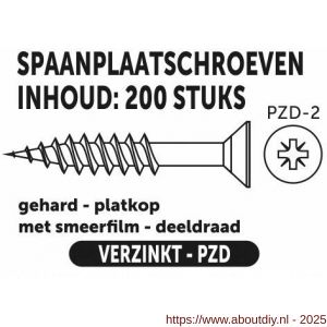 Private-Label spaanplaatschroef platkop-kruiskop verzinkt 4.0x70/42 mm doos 200 stuks - A21905120 - afbeelding 2