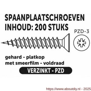 Private-Label spaanplaatschroef platkop-kruiskop verzinkt 6.0x60 mm doos 200 stuks - A21905160 - afbeelding 2