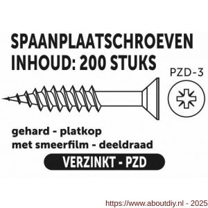 Private-Label spaanplaatschroef platkop-kruiskop verzinkt 6.0x100/60 mm doos 200 stuks - A21905147 - afbeelding 2