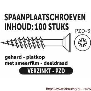 Private-Label spaanplaatschroef platkop-kruiskop verzinkt 6.0x150/75 mm doos 100 stuks - A21905154 - afbeelding 2