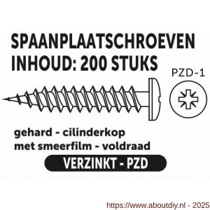 Private-Label spaanplaatschroef cilinderkop-kruiskop verzinkt 3.0x30 mm doos 200 stuks - A21905032 - afbeelding 2