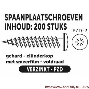 Private-Label spaanplaatschroef cilinderkop-kruiskop verzinkt 4.0x45 mm doos 200 stuks - A21905044 - afbeelding 2