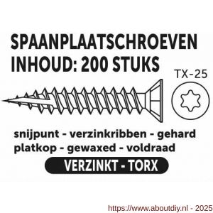 Private-Label spaanplaatschroef platkop Torx met nibs type 17 snijpunt verzinkt 5.0x30 mm doos 200 stuks - A21905194 - afbeelding 2