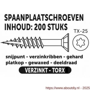 Private-Label spaanplaatschroef platkop Torx met nibs type 17 snijpunt verzinkt 5.0x40/24 mm doos 200 stuks - A21905195 - afbeelding 2