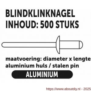 Private-Label blindklinknagel aluminium-staal 3x12 mm doos 500 stuks - A21904920 - afbeelding 2