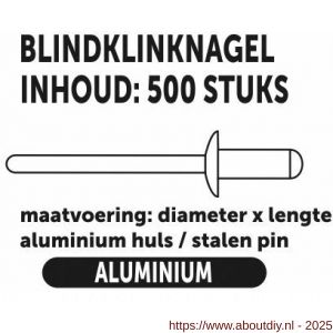 Private-Label blindklinknagel aluminium-staal 3x12 mm doos 500 stuks - A21904920 - afbeelding 2