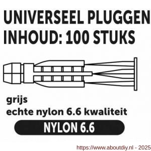 Private-Label universeelplug met kraag grijs 6x36 mm doos 100 stuks - A21905243 - afbeelding 2