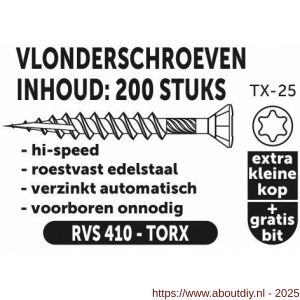 Private-Label vlonderschroef hi-speed Torx RVS 410 5.0x50 mm doos 200 stuks - A21905258 - afbeelding 2