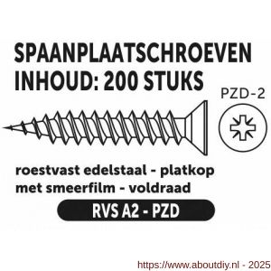 Private-Label spaanplaatschroef platkop-kruiskop RVS A2 4.5x30 mm doos 200 stuks - A21905083 - afbeelding 2