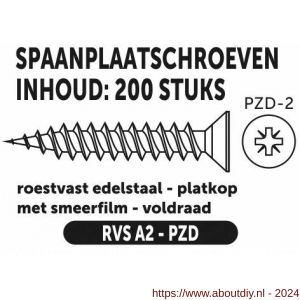 Private-Label spaanplaatschroef platkop-kruiskop RVS A2 5.0x60 mm doos 200 stuks - A21905091 - afbeelding 2