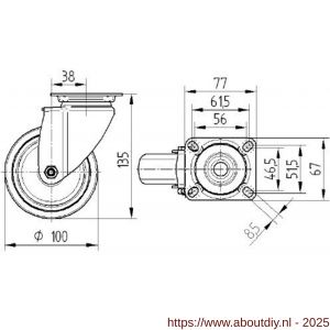 Tente zwenkwiel met plaat grijs 100 mm maximaal 100 kg - A21905281 - afbeelding 2