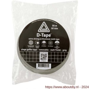D-Tape ducttape zelfklevend extra kwaliteit verwijderbaar stage gaffer grijs 50 m x 50x0.34 mm - A21902791 - afbeelding 1