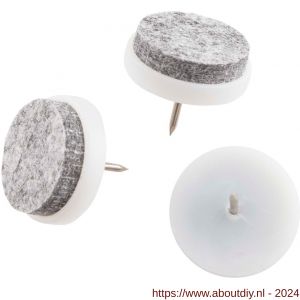 Deltafix viltglijder met nagel grijs vilt houder lichtgrijs grijs 20 mm doos 100 stuks - A21904050 - afbeelding 1